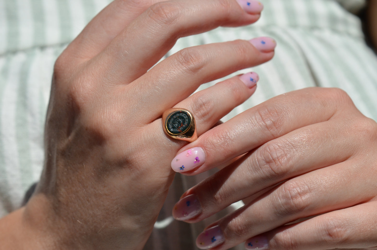 Crisp Bloodstone "Faithfully" Signet