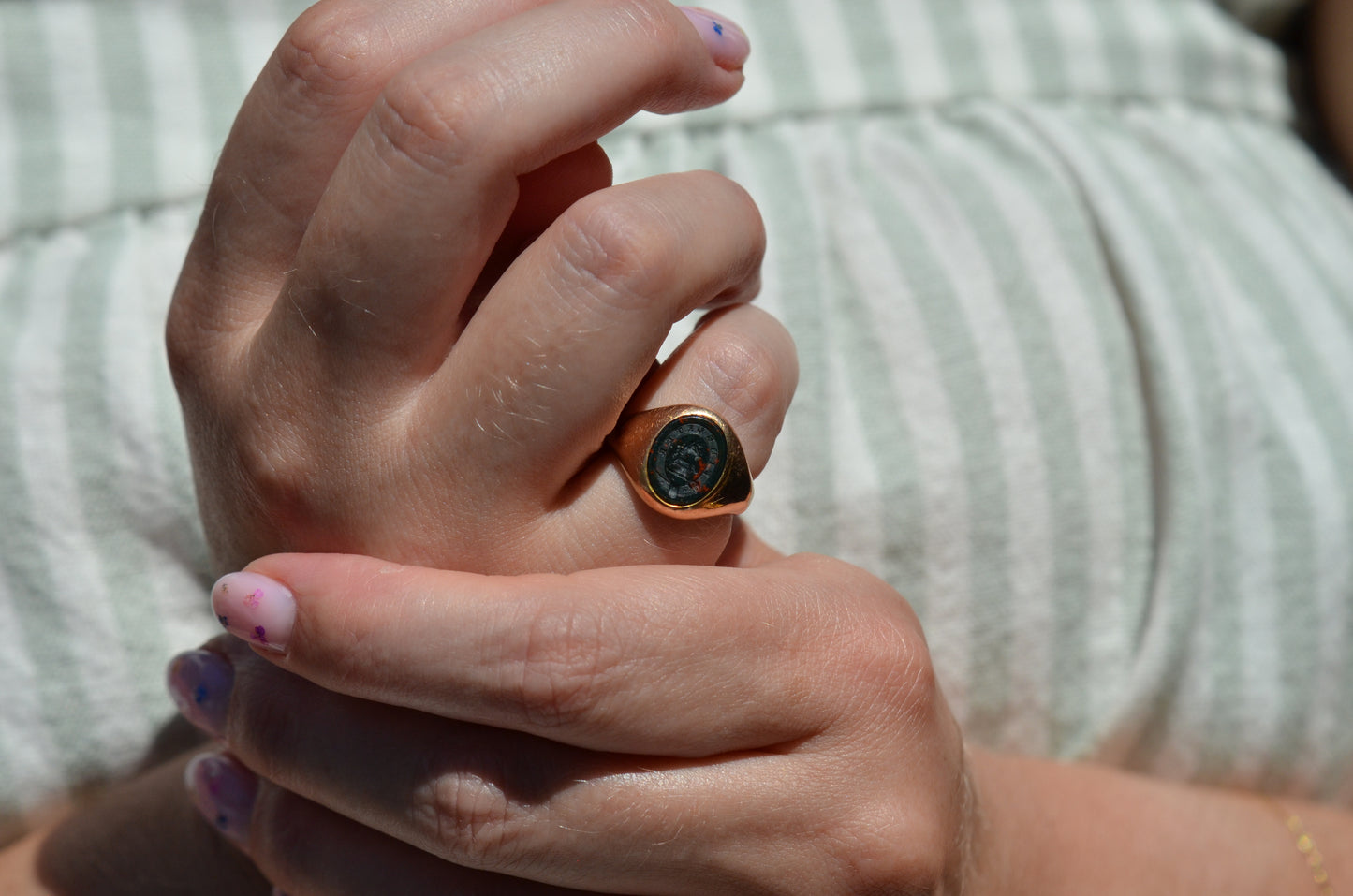 Crisp Bloodstone "Faithfully" Signet