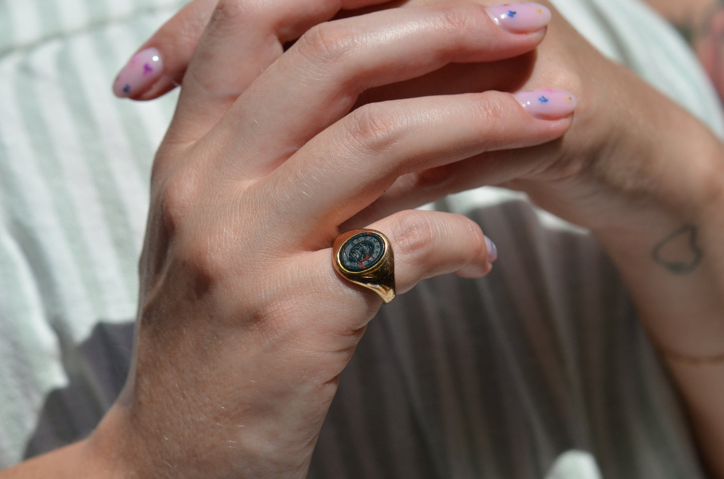 Crisp Bloodstone "Faithfully" Signet
