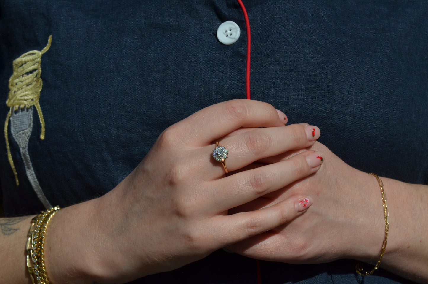 Scintillating Vintage Old Euro Cluster Ring