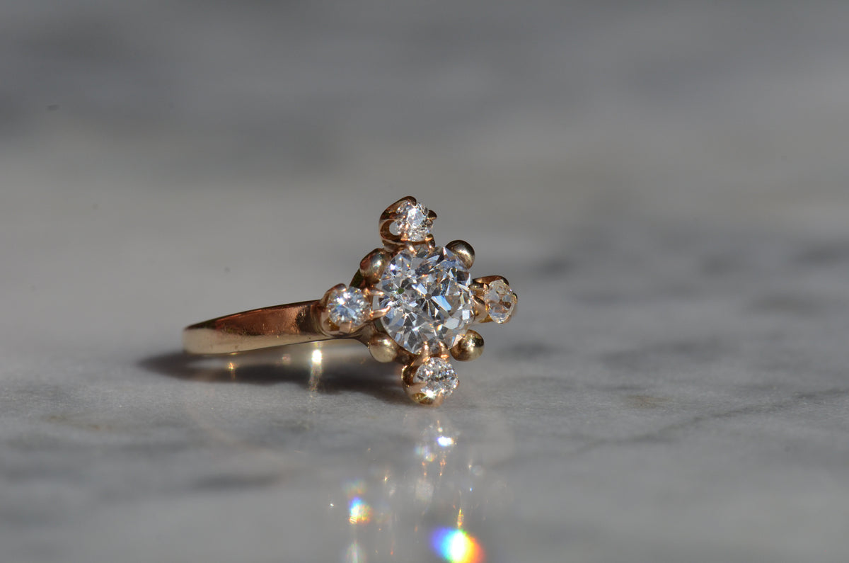 Antique Diamond Cardinal Ring
