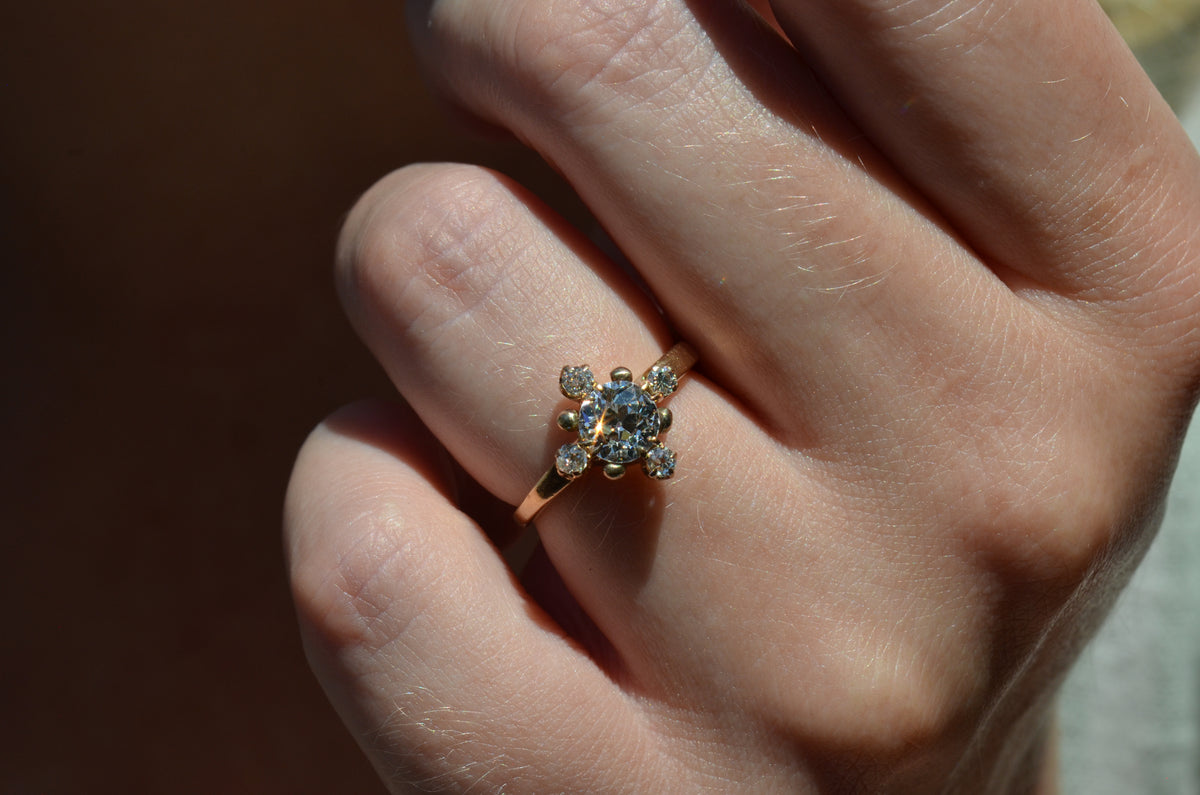 Antique Diamond Cardinal Ring