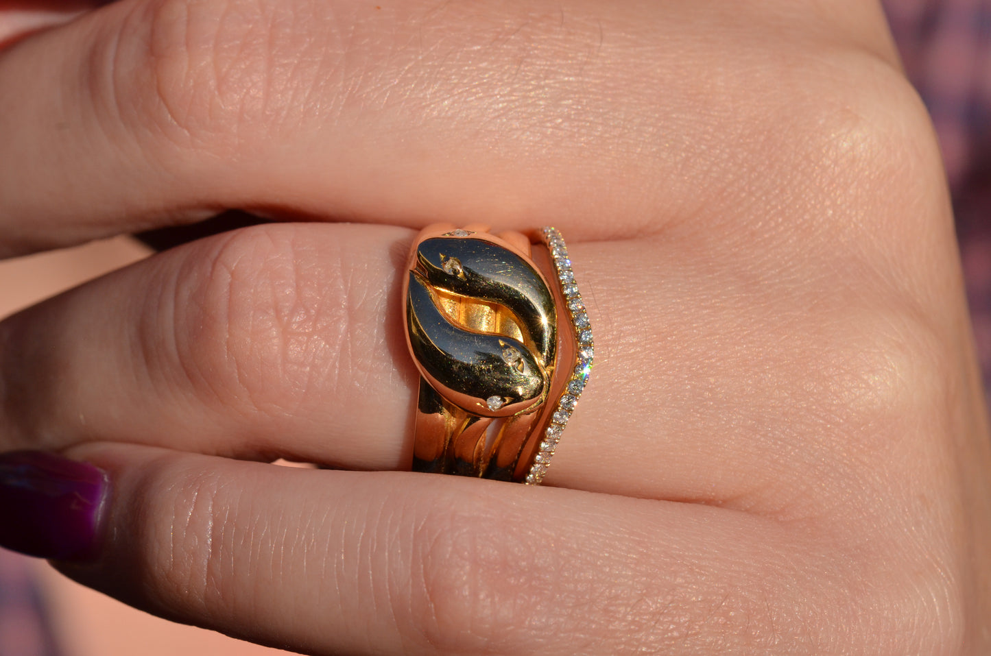 Chunky Antique Twin Snake Ring