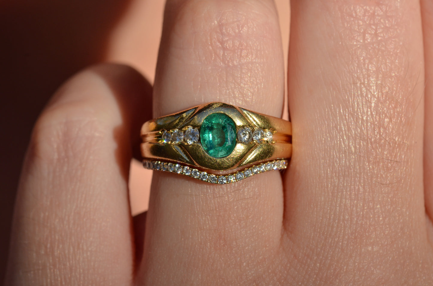 Heavy Glam French Emerald Ring