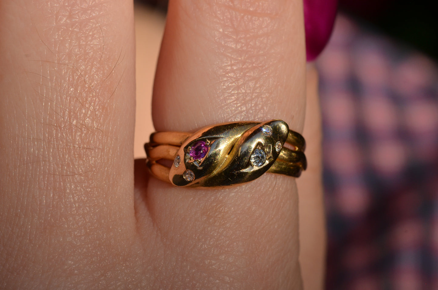 Romantic Victorian Twin Snakes Ring