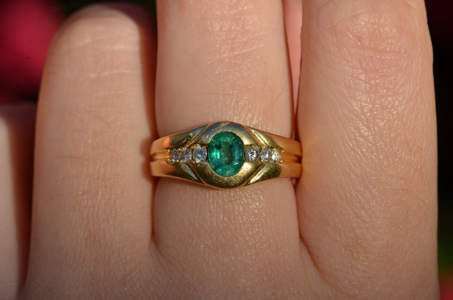 Heavy Glam French Emerald Ring