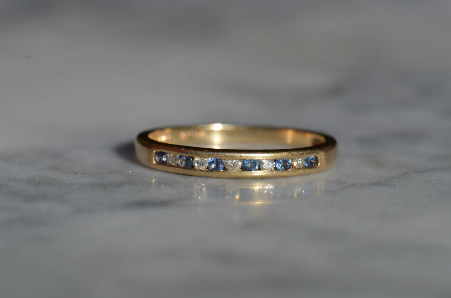 Cornflower Blue Sapphire and Diamond Half Eternity