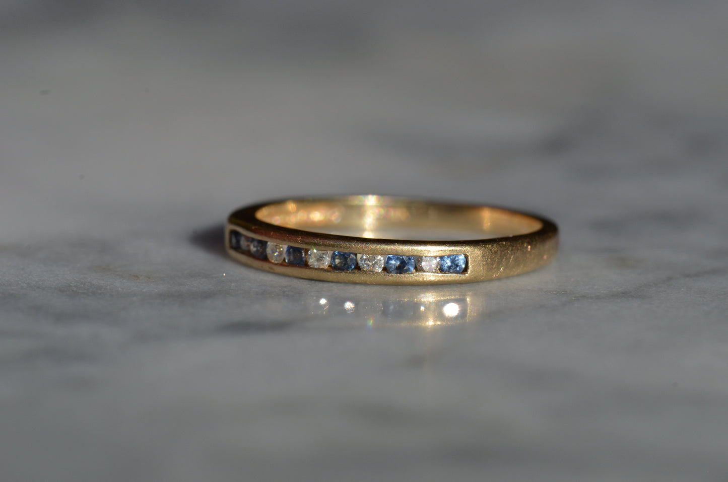Cornflower Blue Sapphire and Diamond Half Eternity