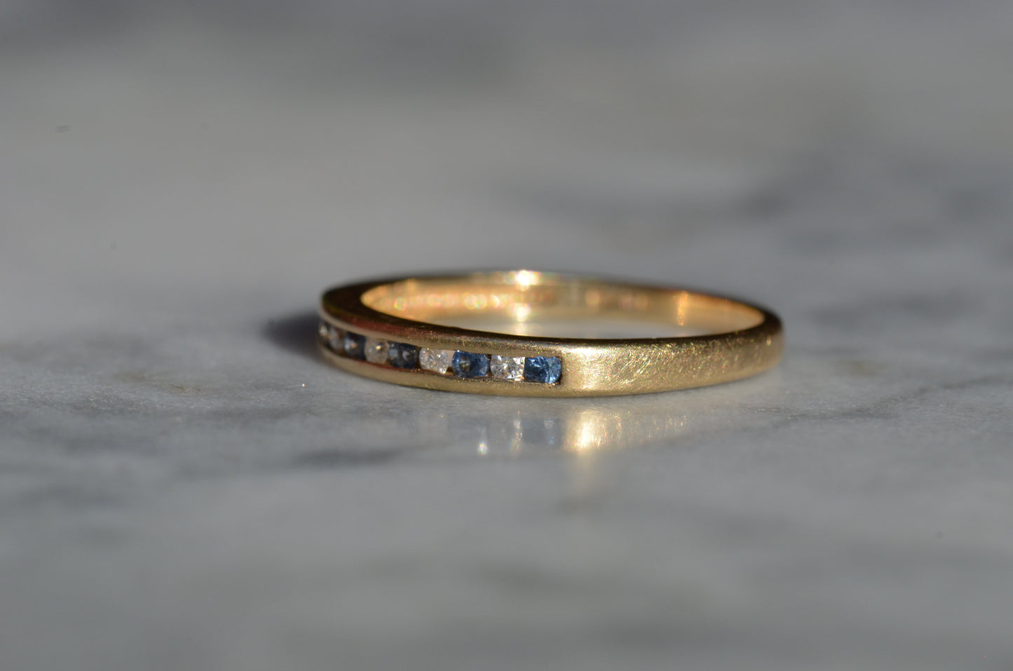 Cornflower Blue Sapphire and Diamond Half Eternity