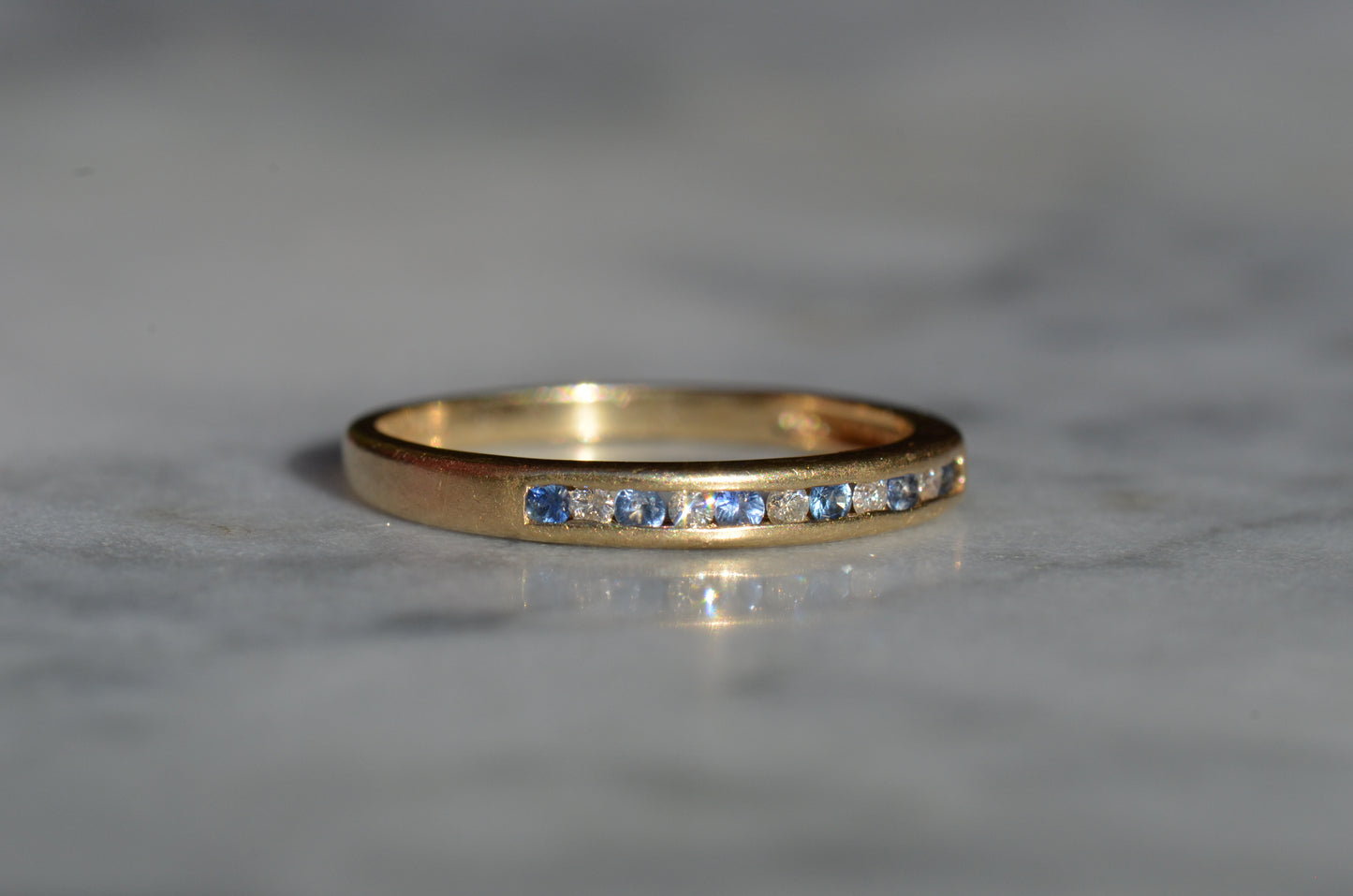 Cornflower Blue Sapphire and Diamond Half Eternity