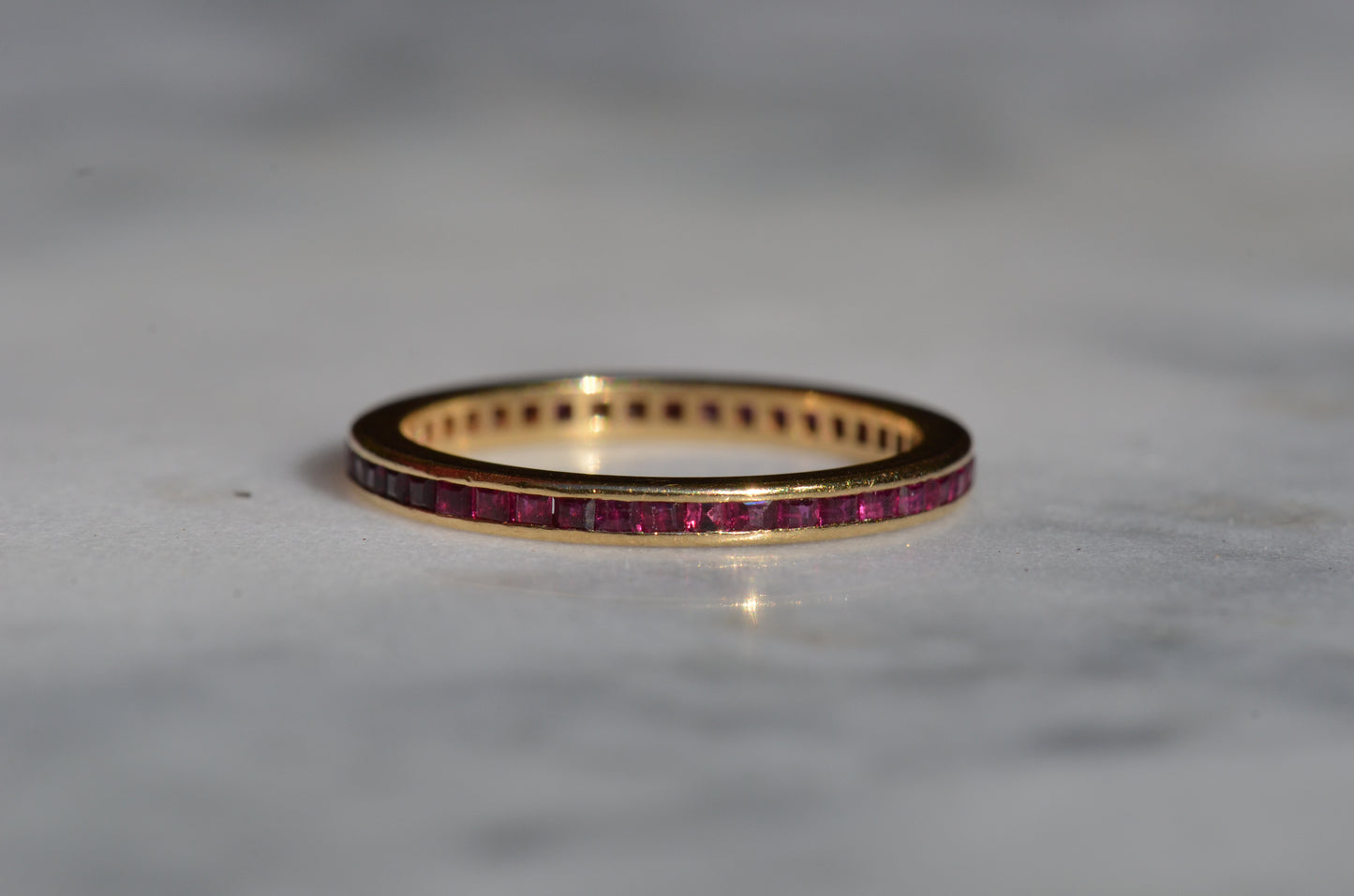 Slim Synthetic Ruby Eternity Band