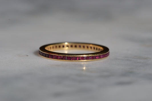 Slim Synthetic Ruby Eternity Band