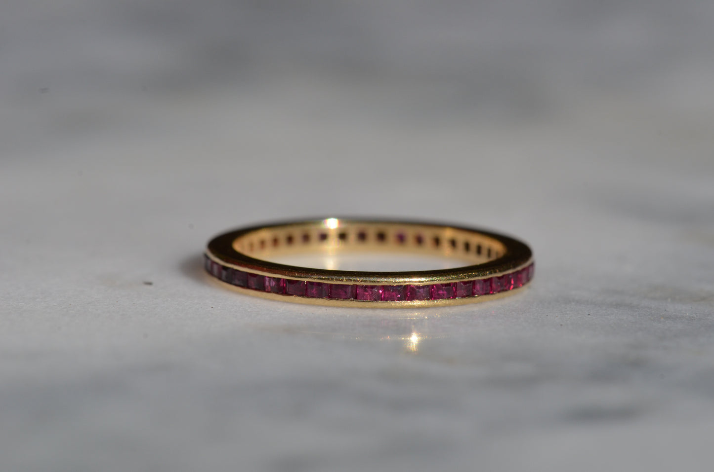 Slim Synthetic Ruby Eternity Band