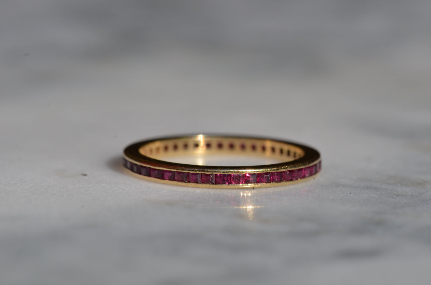 Slim Synthetic Ruby Eternity Band