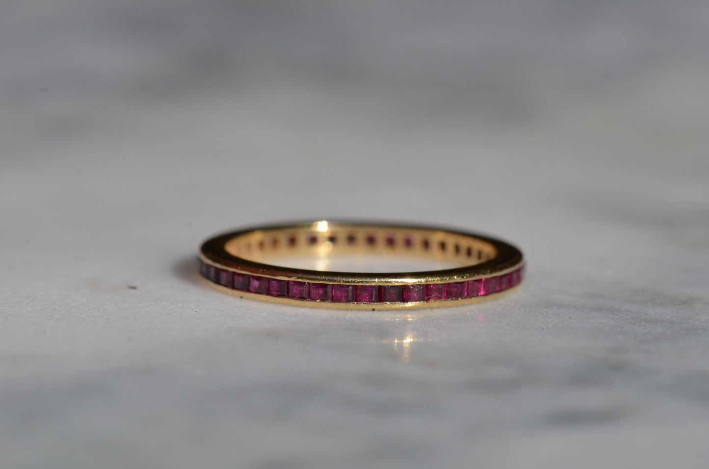 Slim Synthetic Ruby Eternity Band