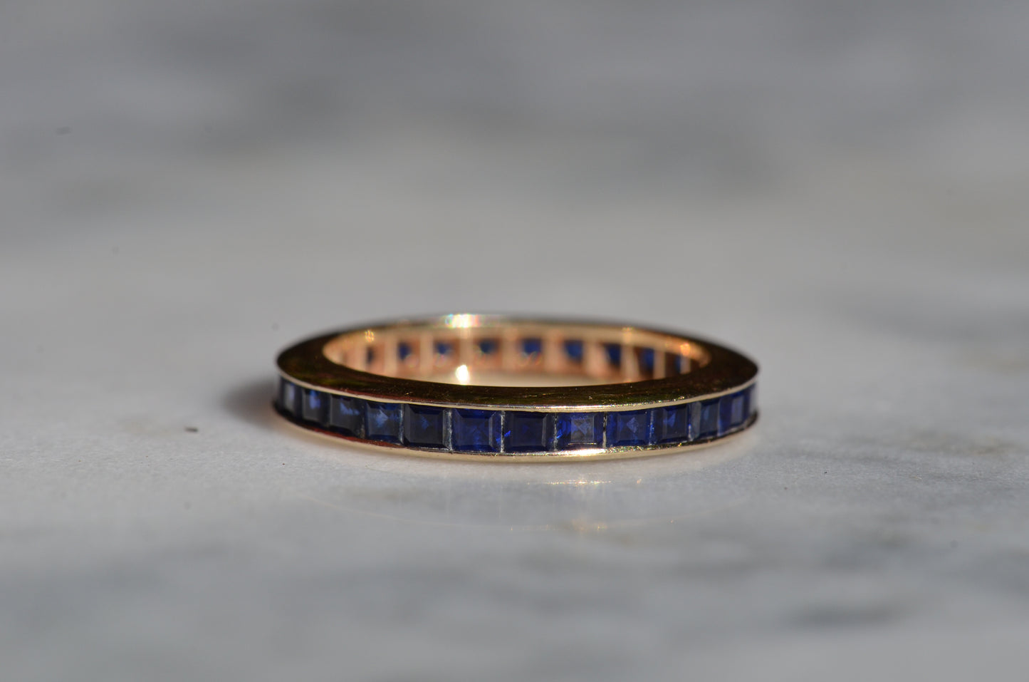Velvety Synthetic Sapphire Eternity Band