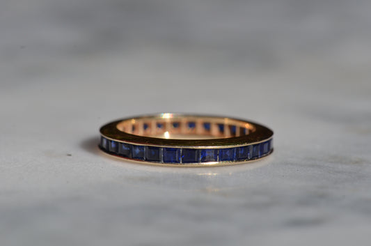 Velvety Synthetic Sapphire Eternity Band