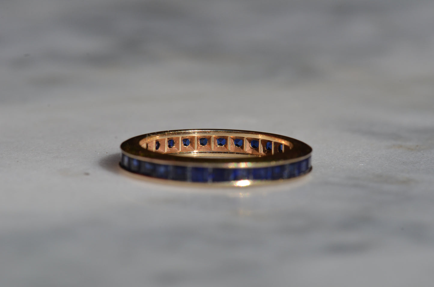 Velvety Synthetic Sapphire Eternity Band