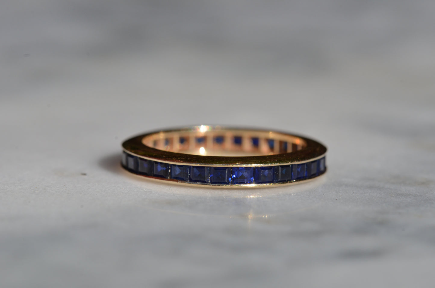 Velvety Synthetic Sapphire Eternity Band