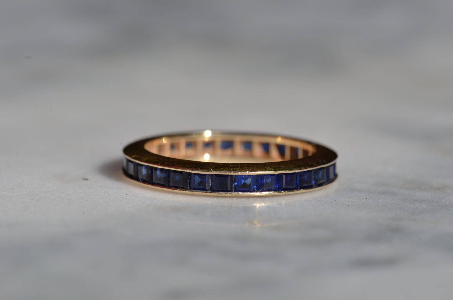 Velvety Synthetic Sapphire Eternity Band