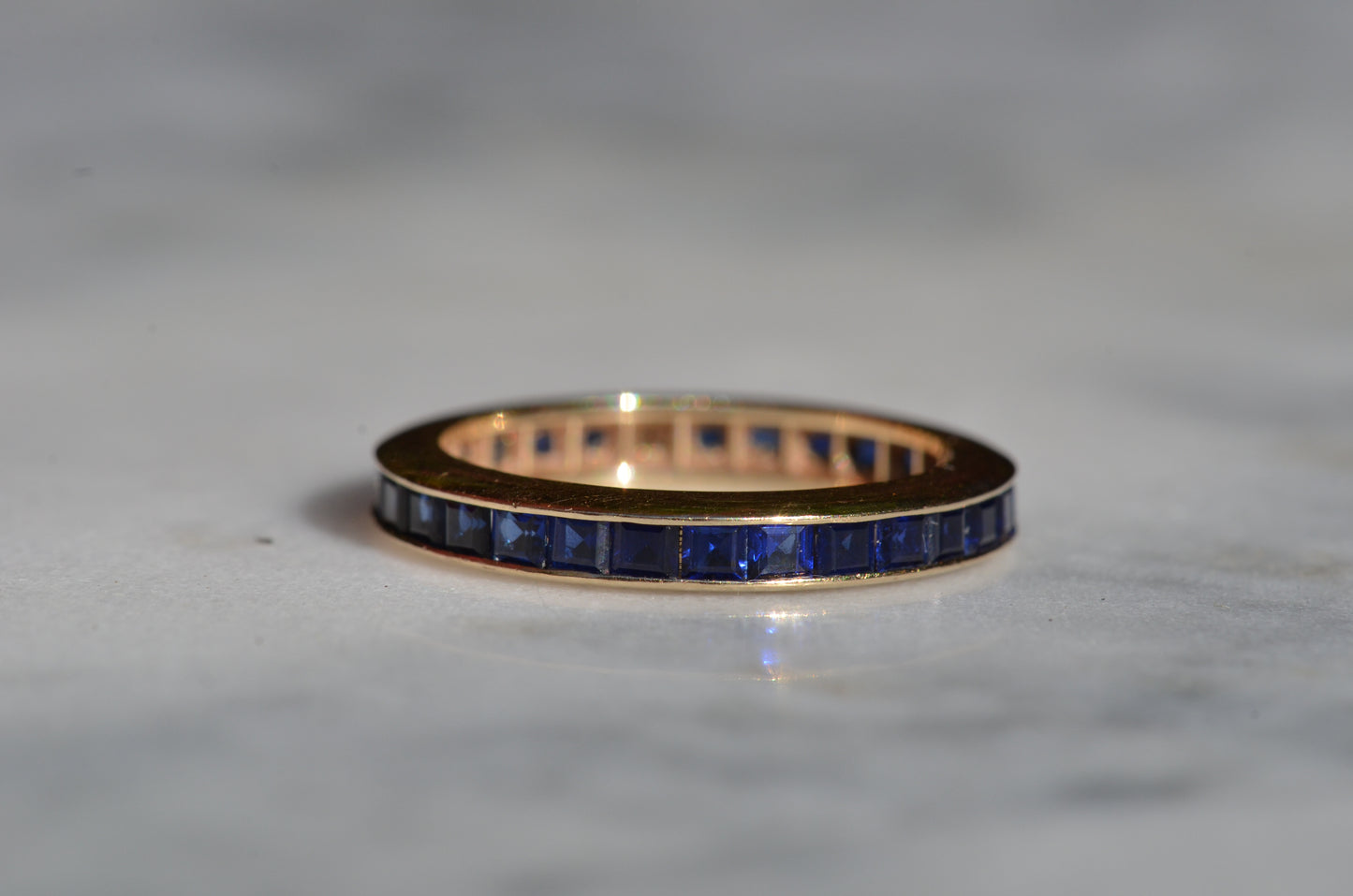 Velvety Synthetic Sapphire Eternity Band