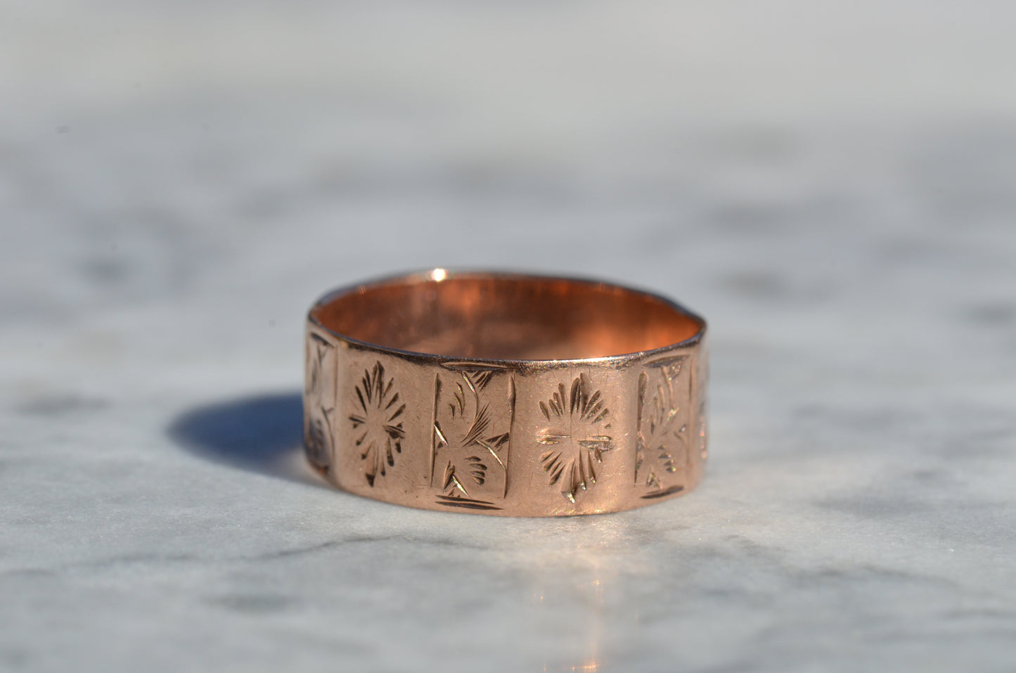 Warm Antique Panel Eternity Band