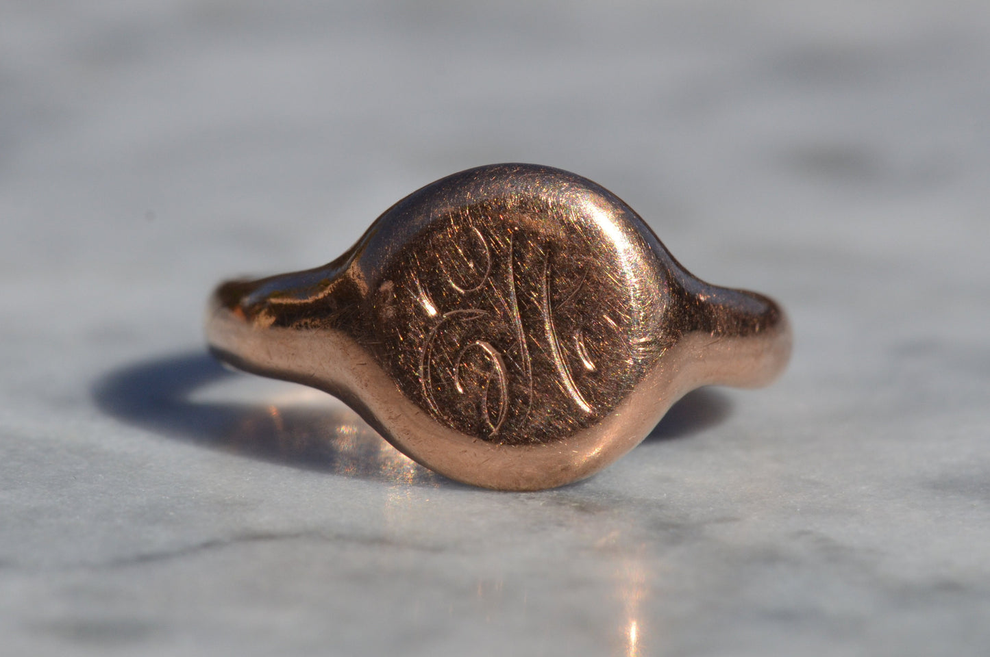 Round and Rosy Antique Signet EH