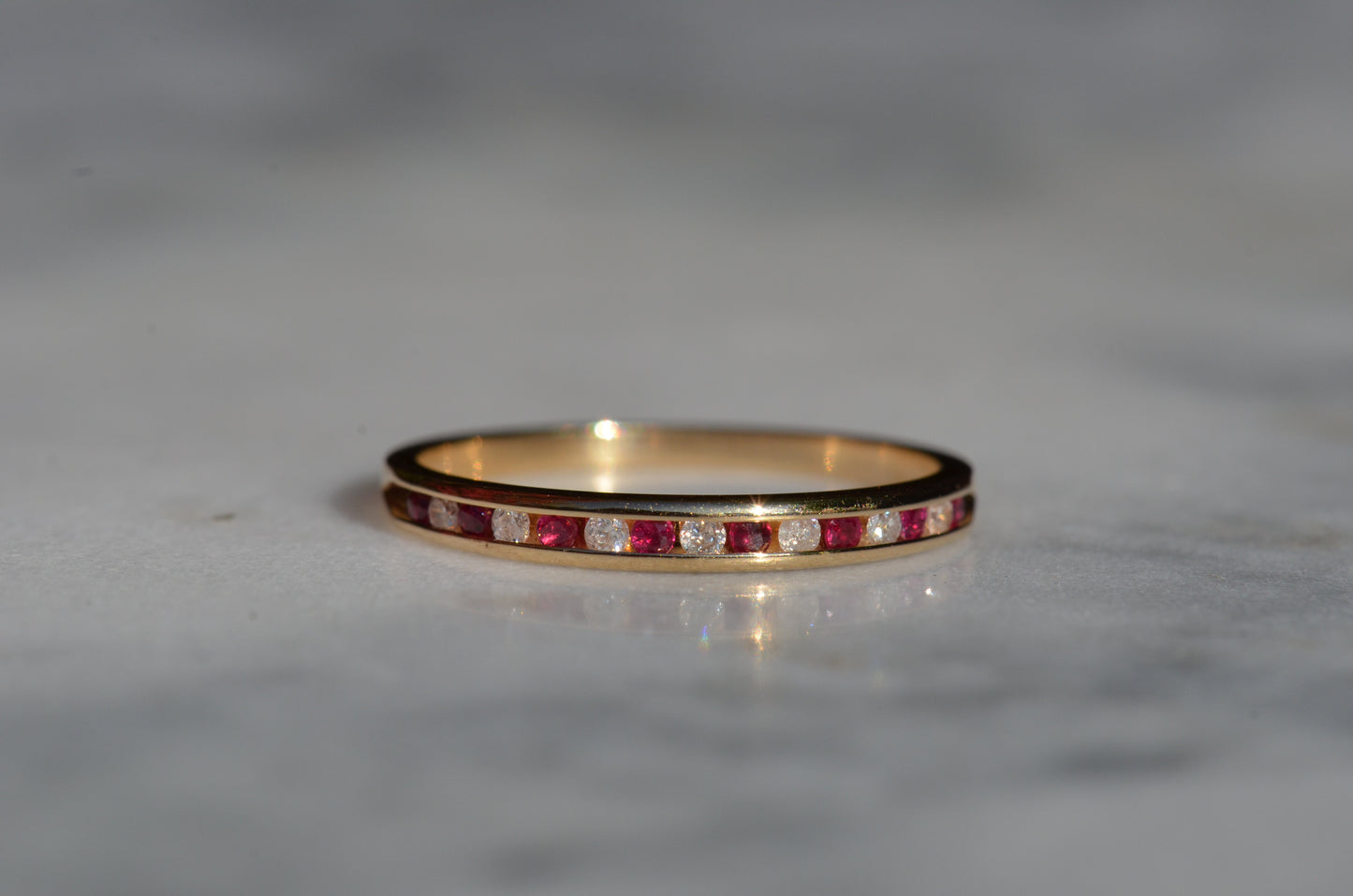 Ruby and Diamond Half Eternity Band