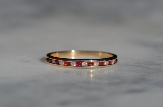 Ruby and Diamond Half Eternity Band