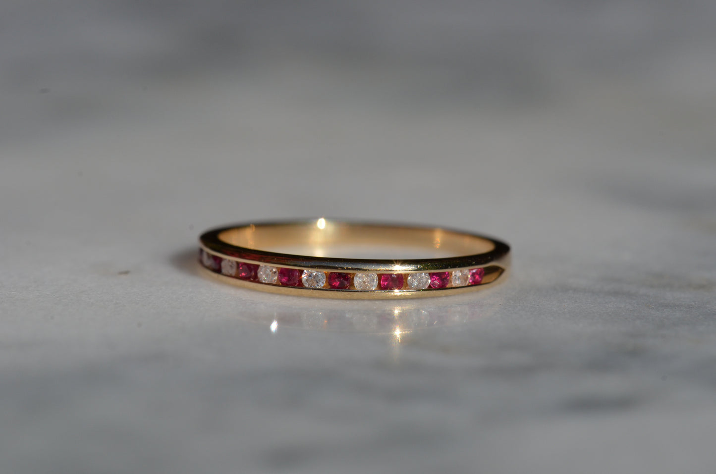 Ruby and Diamond Half Eternity Band