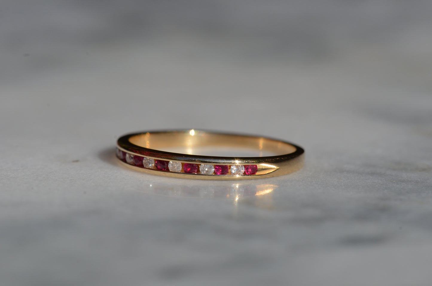 Ruby and Diamond Half Eternity Band