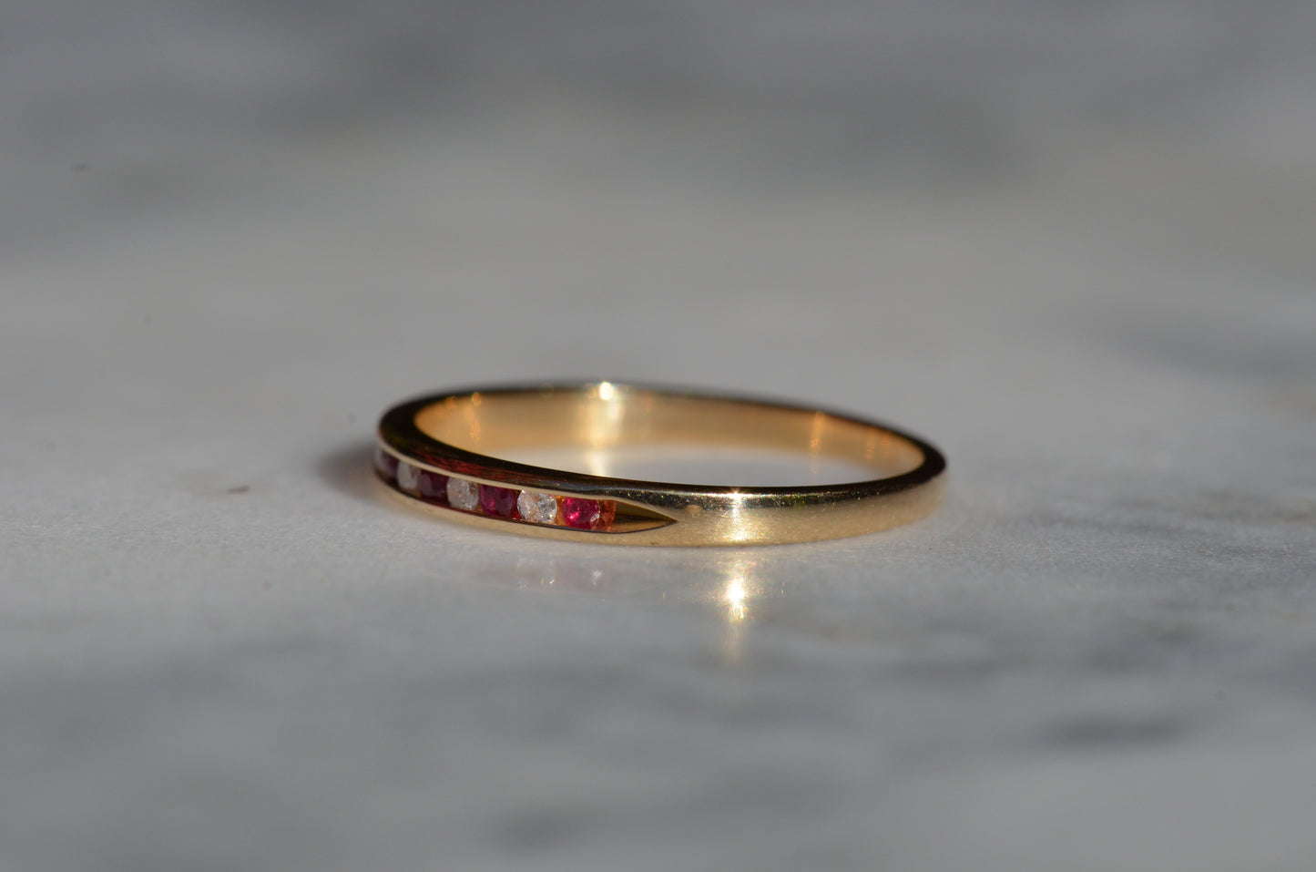 Ruby and Diamond Half Eternity Band
