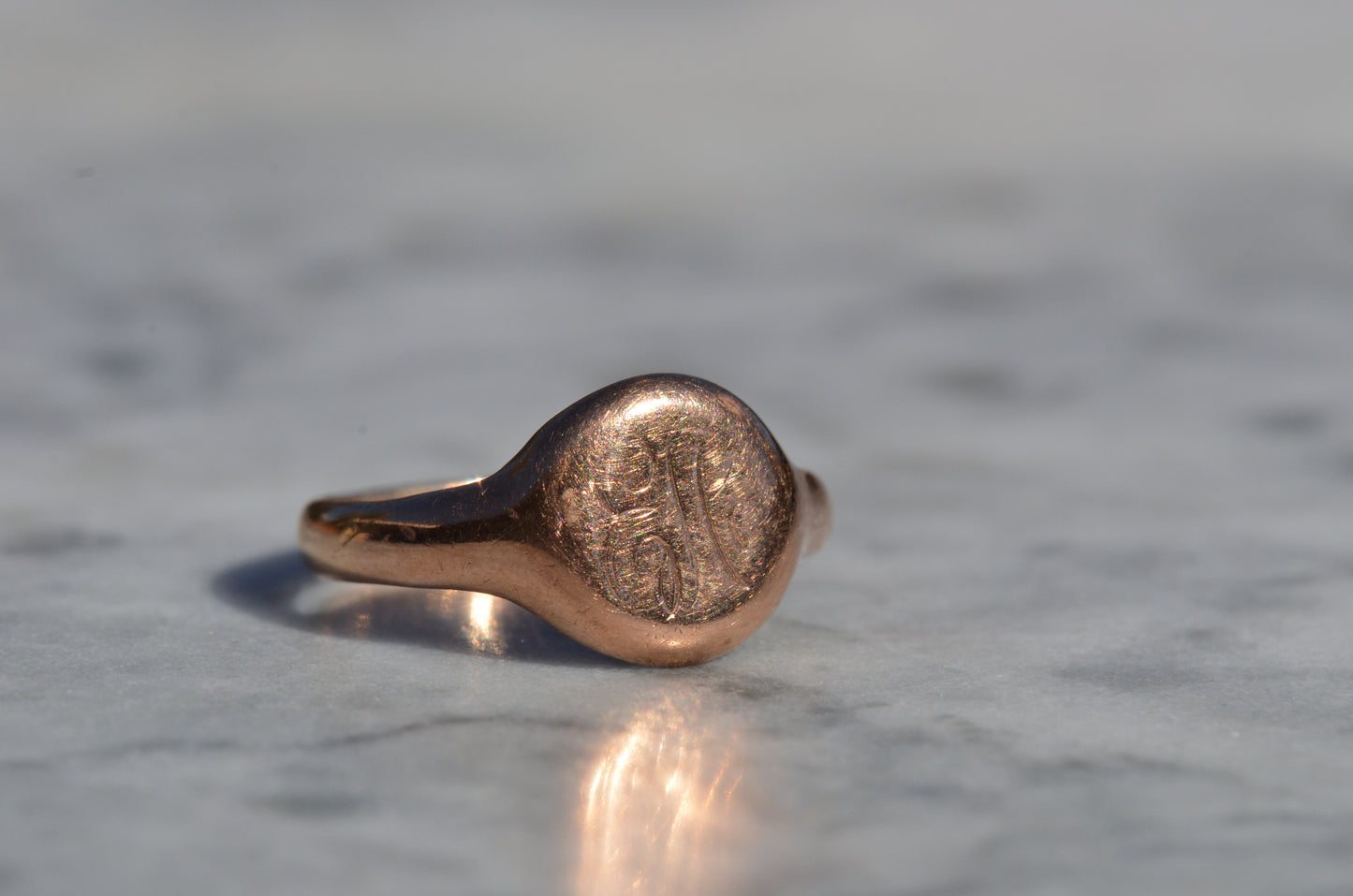 Round and Rosy Antique Signet EH
