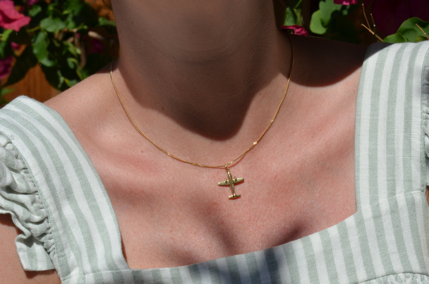 Vintage Gold Plane Charm