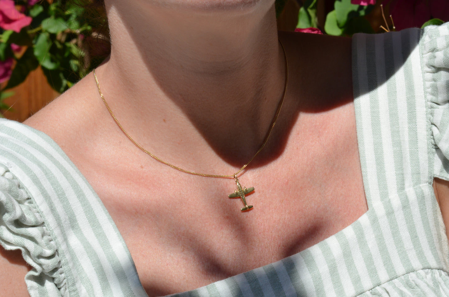 Vintage Gold Plane Charm