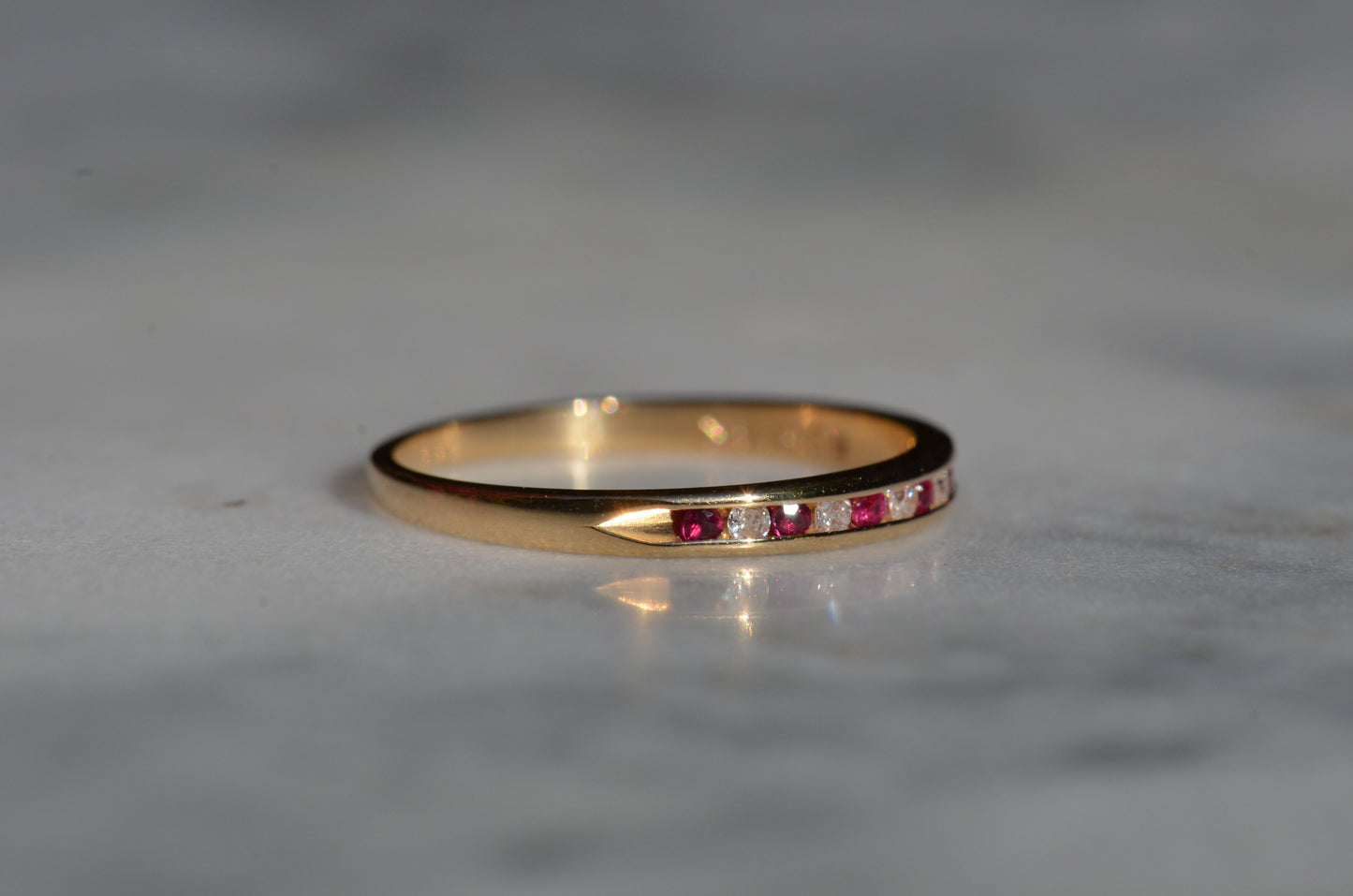Ruby and Diamond Half Eternity Band