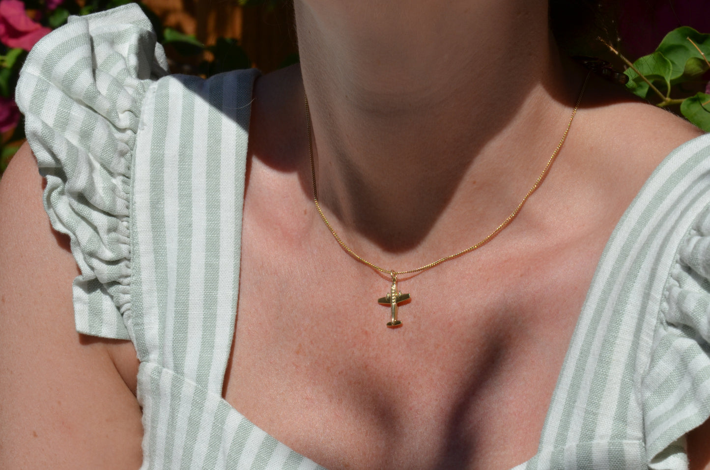 Vintage Gold Plane Charm