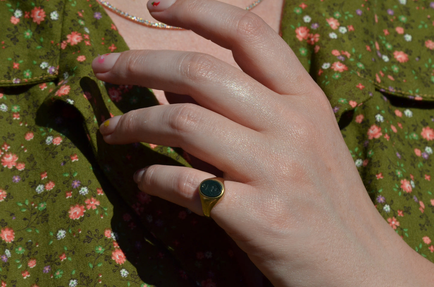 Petite Bloodstone Crest Ring