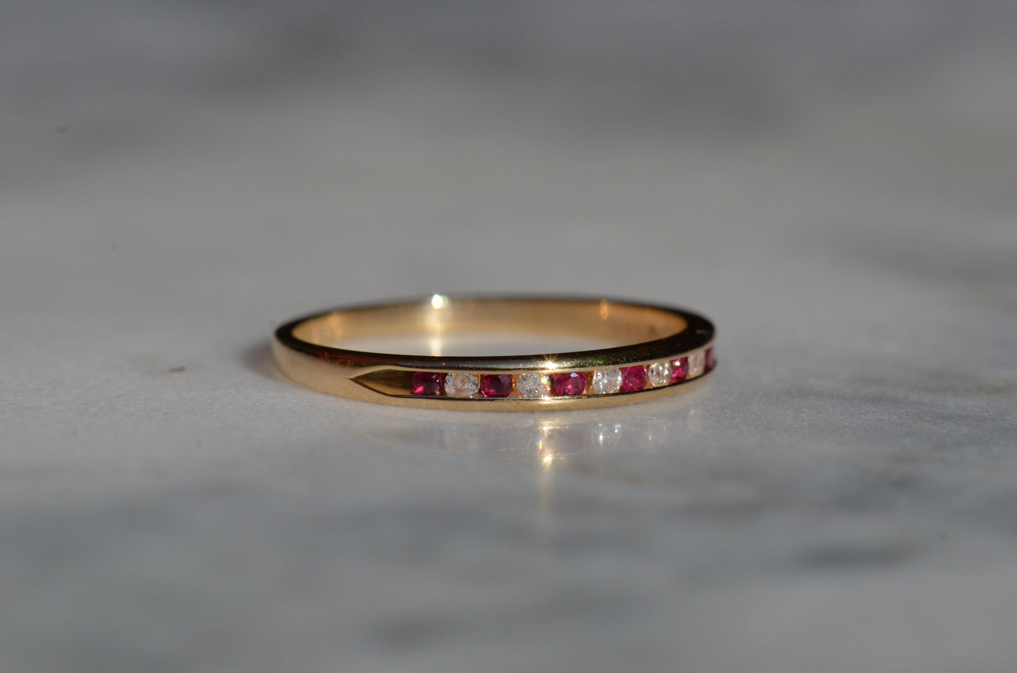 Ruby and Diamond Half Eternity Band