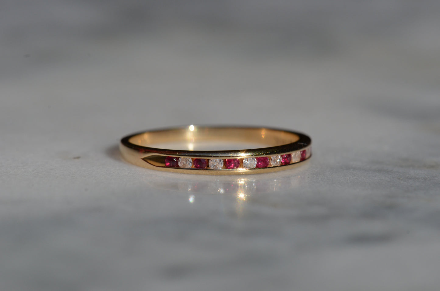 Ruby and Diamond Half Eternity Band