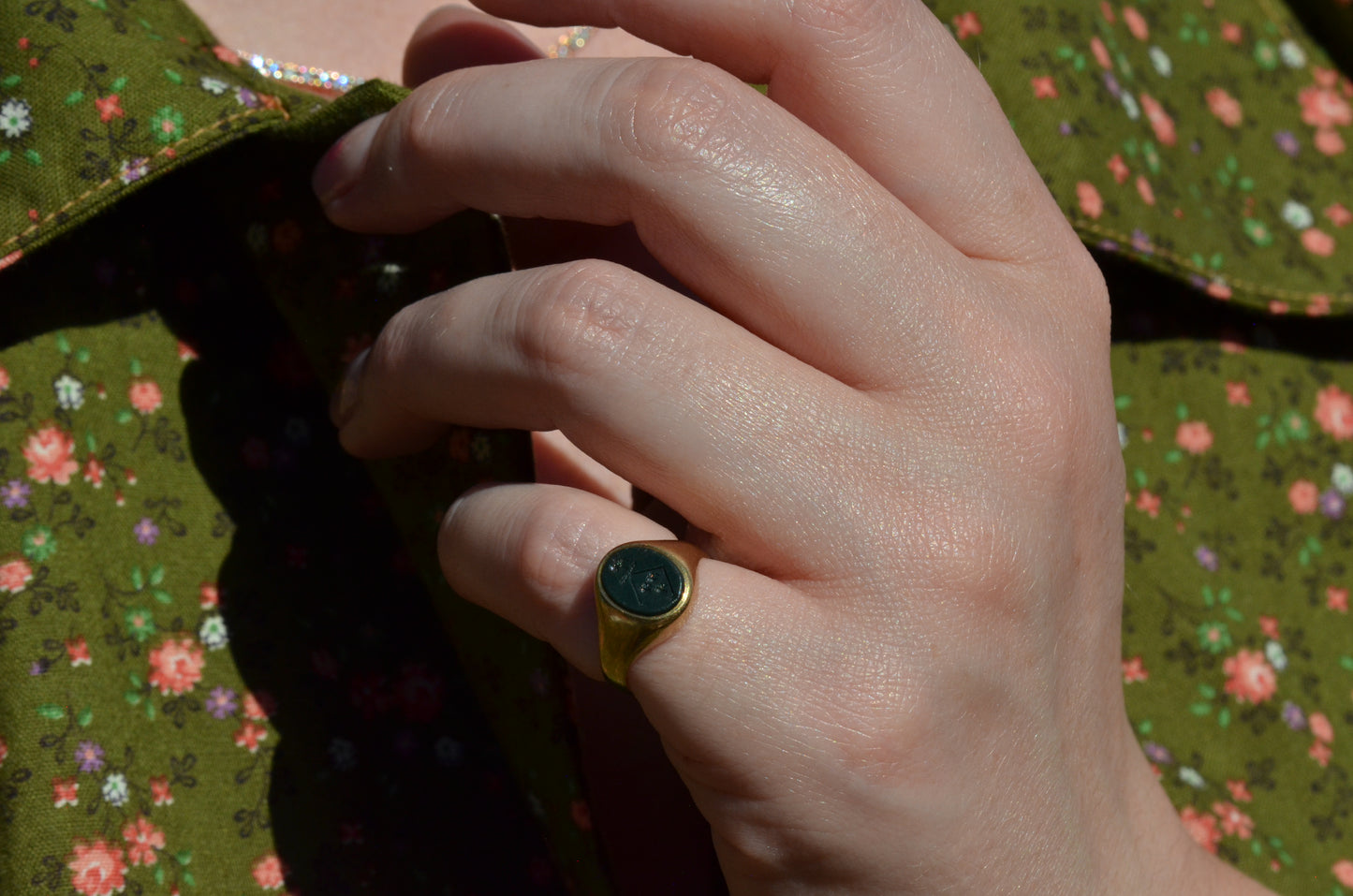 Petite Bloodstone Crest Ring