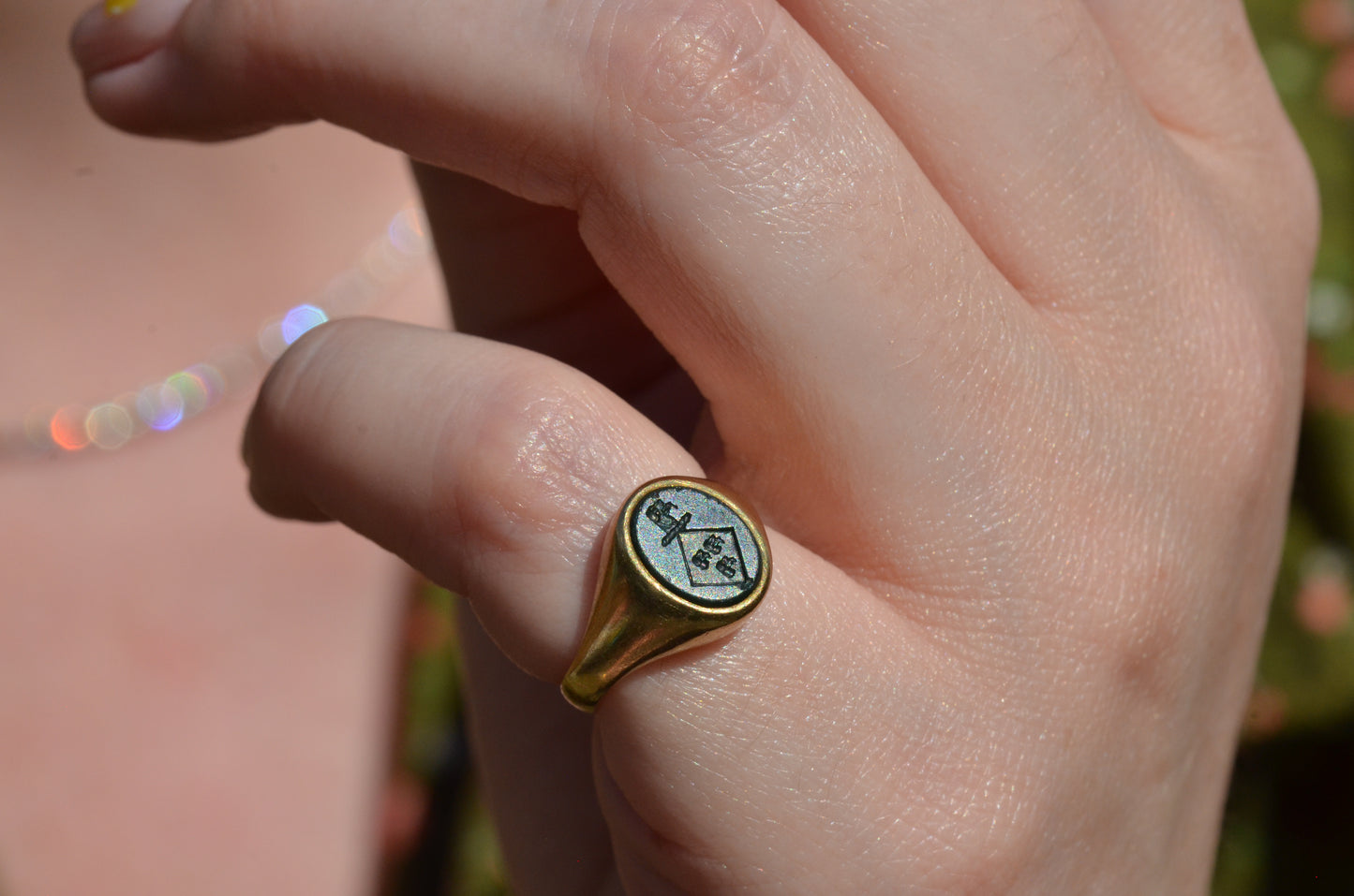 Petite Bloodstone Crest Ring
