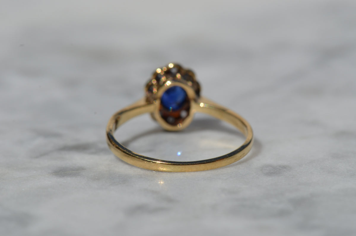 Rich Antique Sapphire Daisy Ring