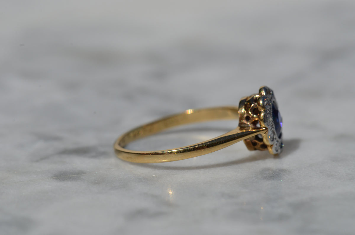 Rich Antique Sapphire Daisy Ring