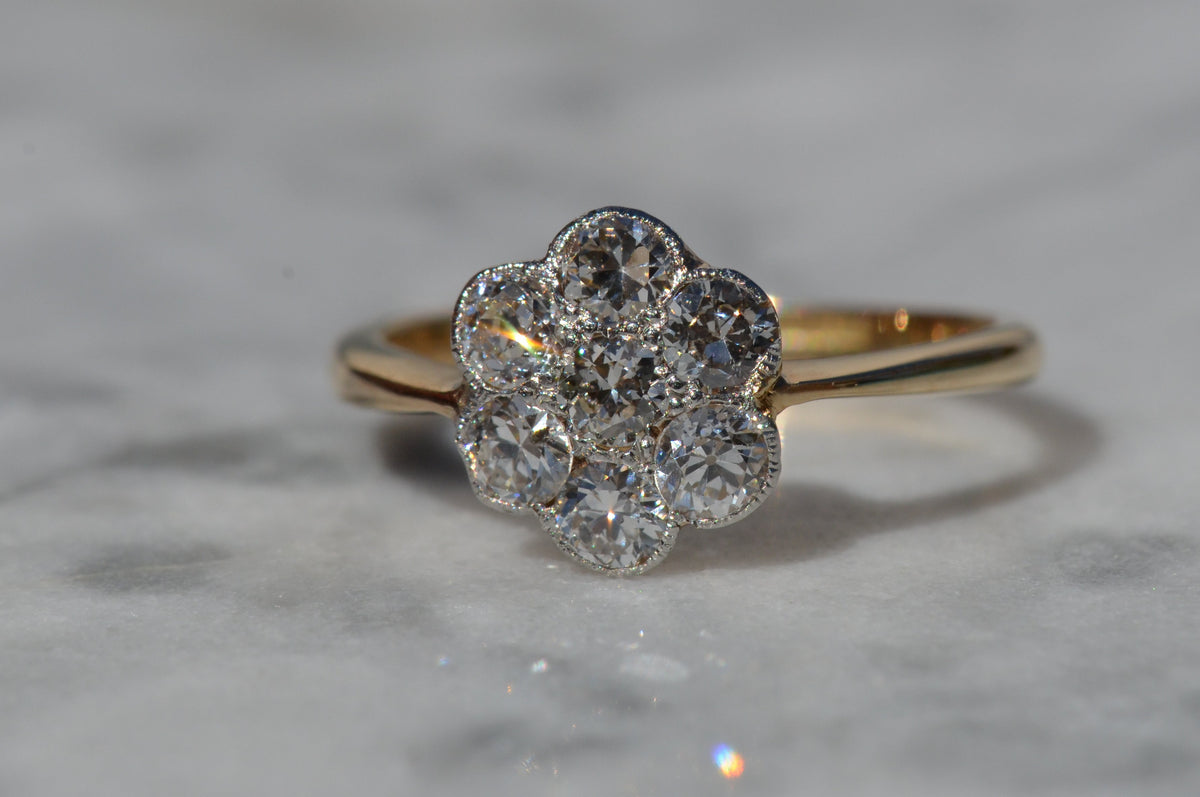 Elegant Vintage Diamond Daisy Ring