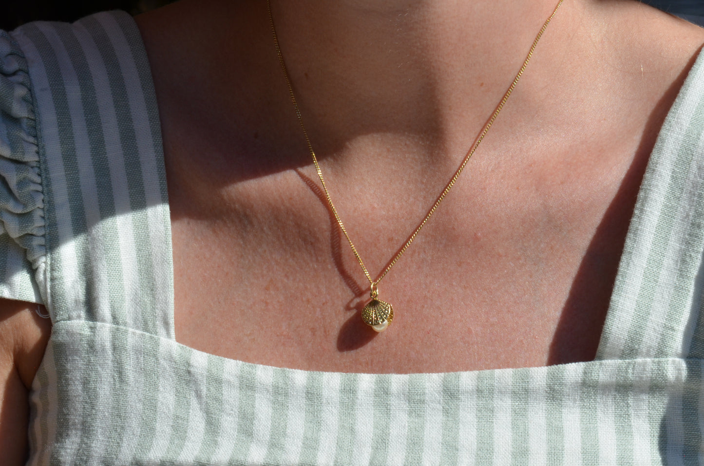 Textured Shell and Pearl Charm