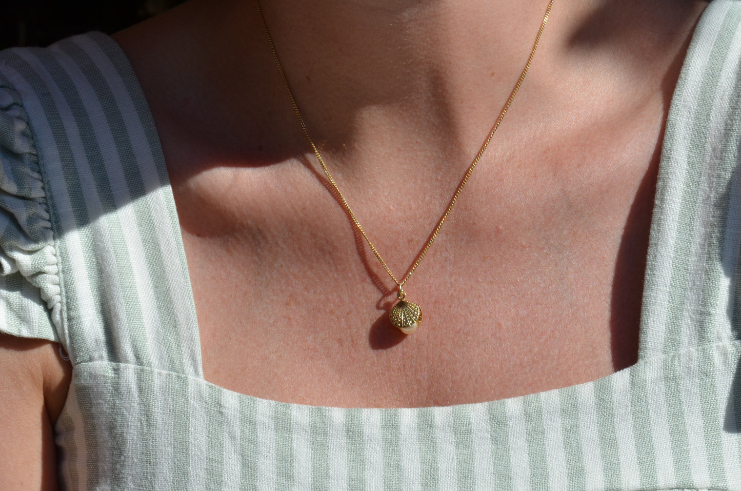 Textured Shell and Pearl Charm