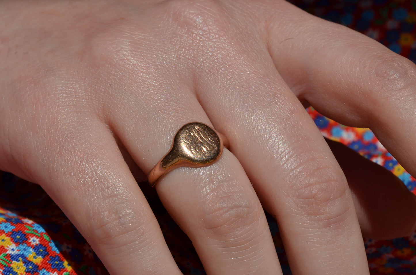 Round and Rosy Antique Signet EH