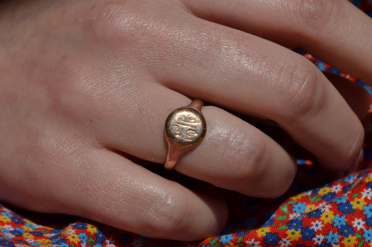 Round and Rosy Antique Signet EH