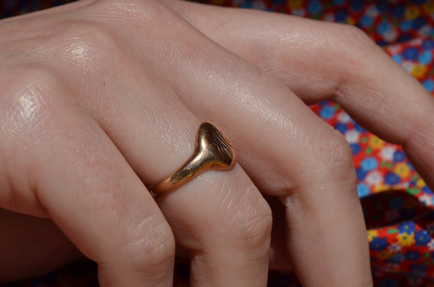 Round and Rosy Antique Signet EH